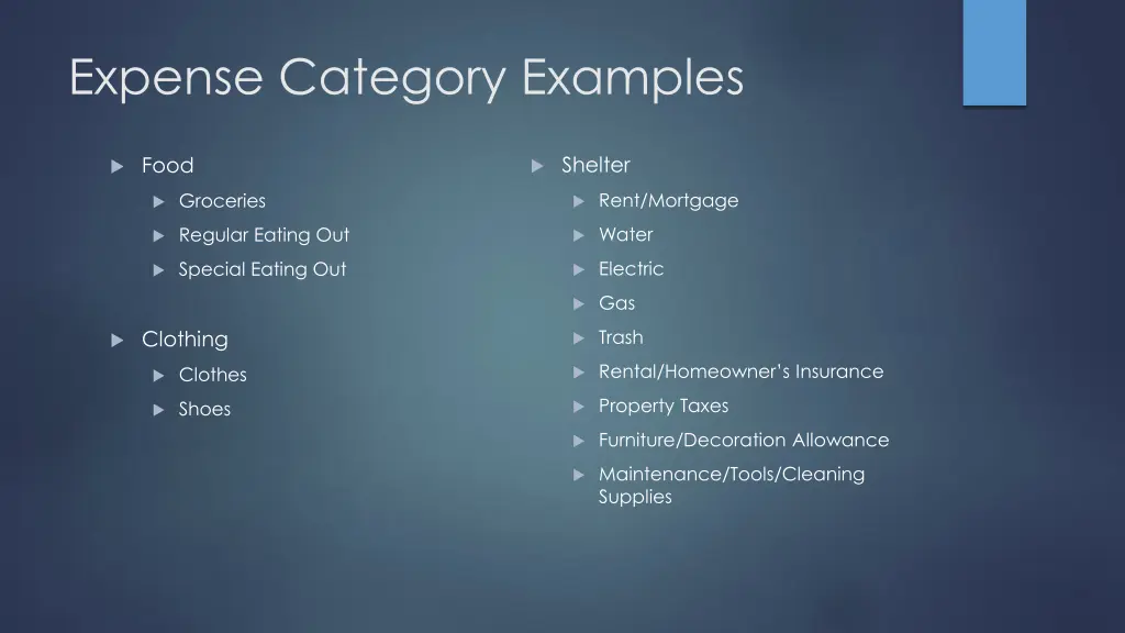 expense category examples