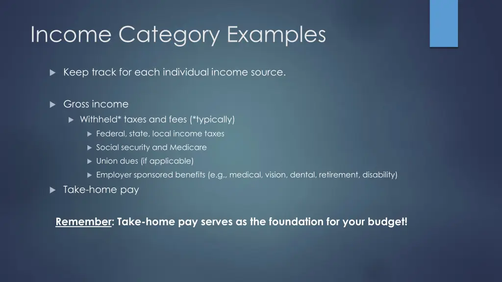 income category examples