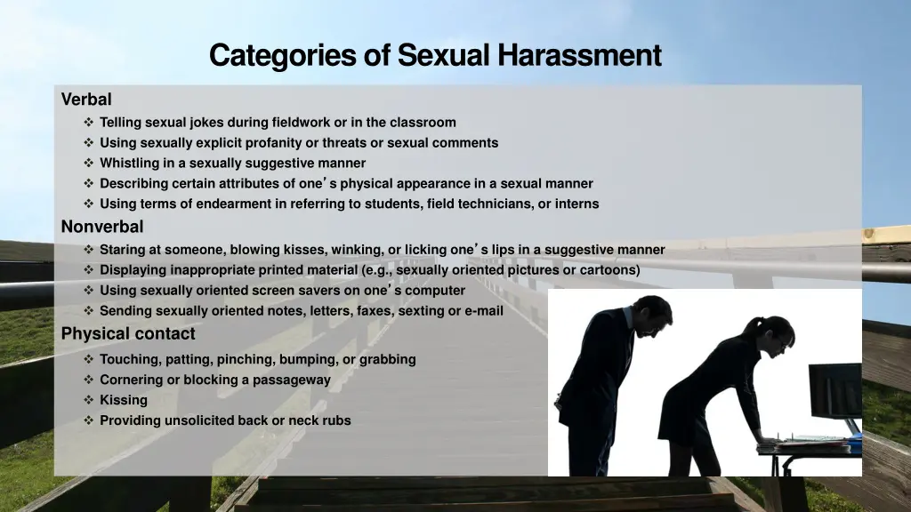 categories of sexual harassment