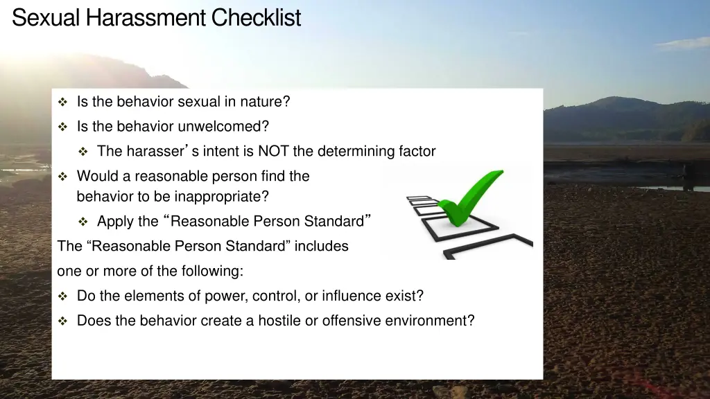 sexual harassment checklist