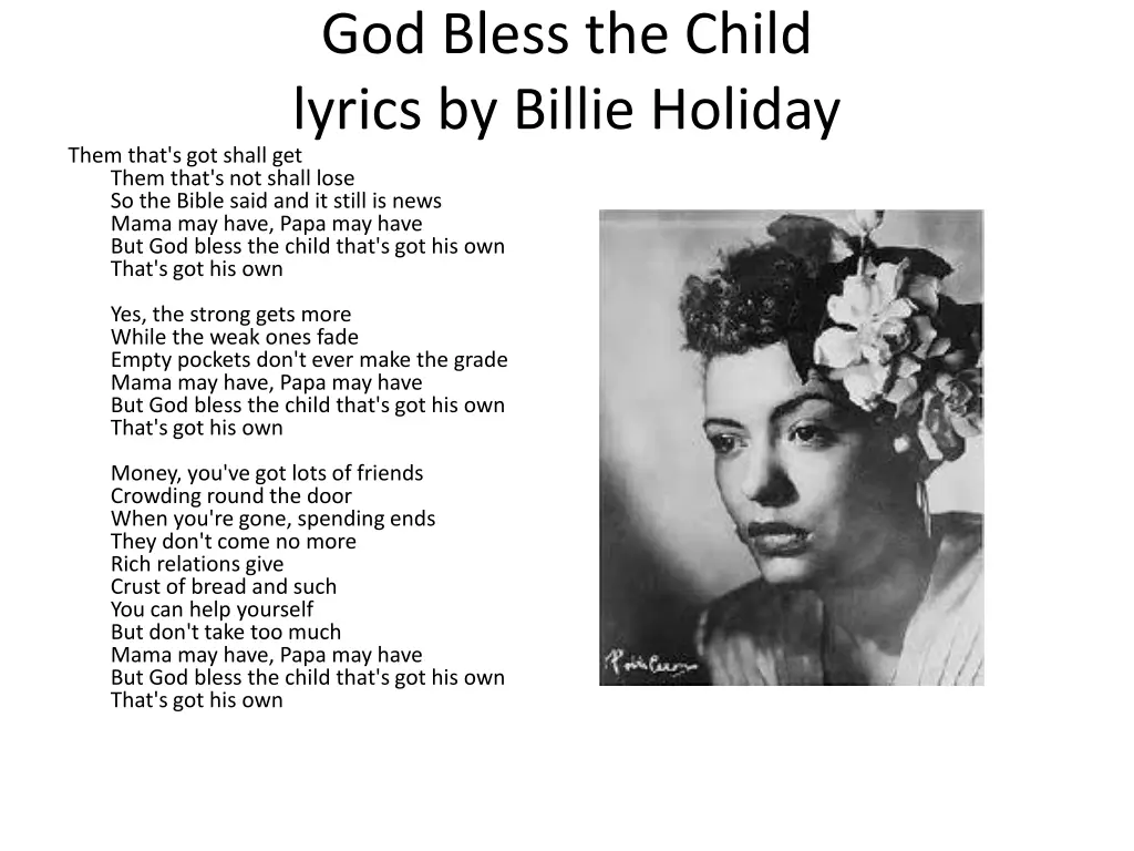 god bless the child lyrics by billie holiday them