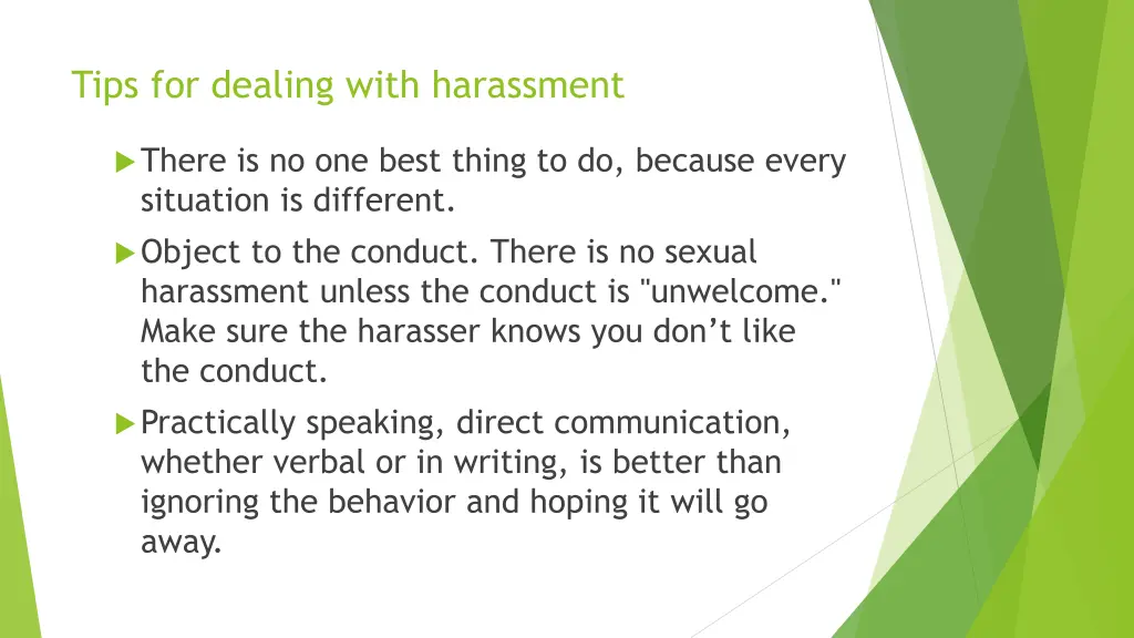 tips for dealing with harassment