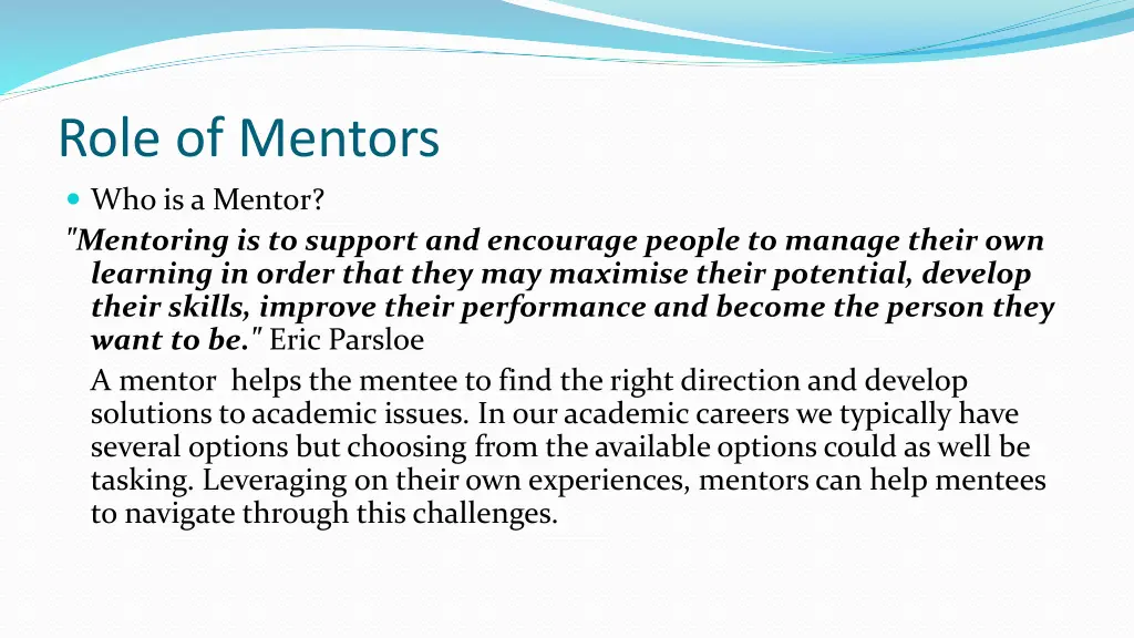 role of mentors who is a mentor mentoring