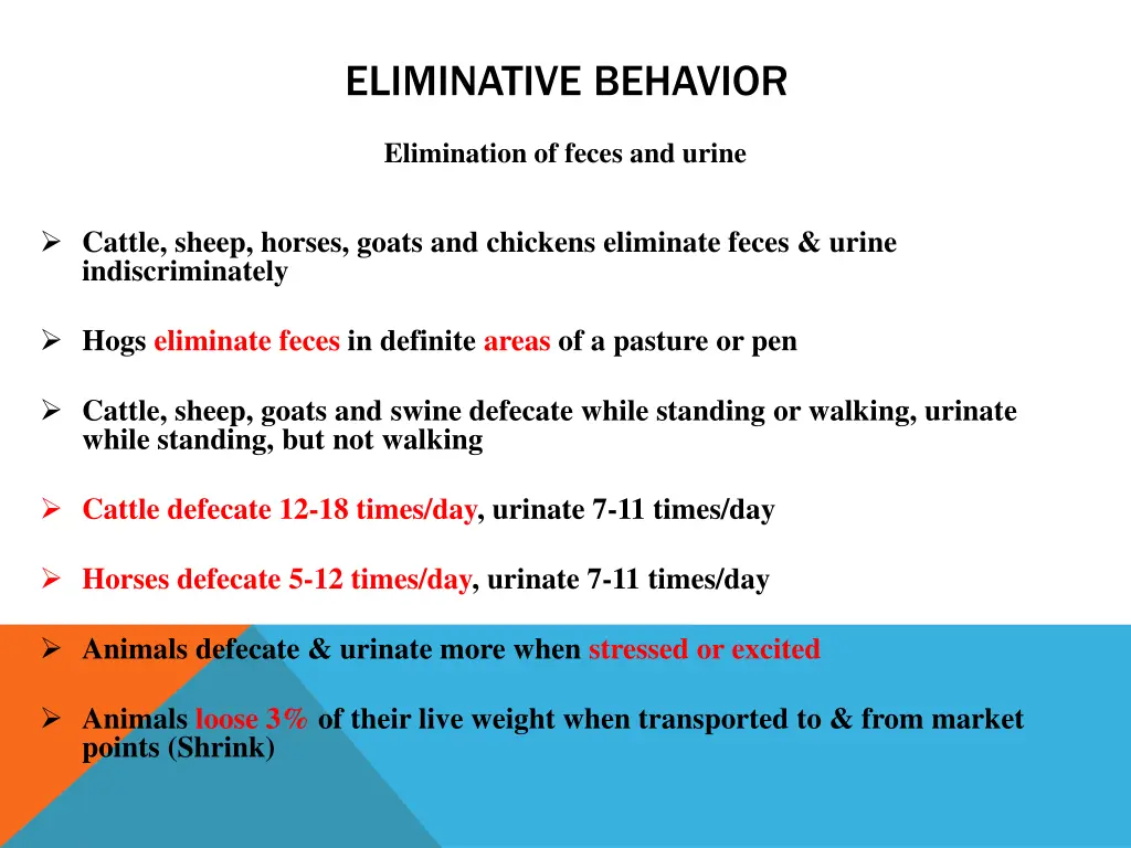 eliminative behavior