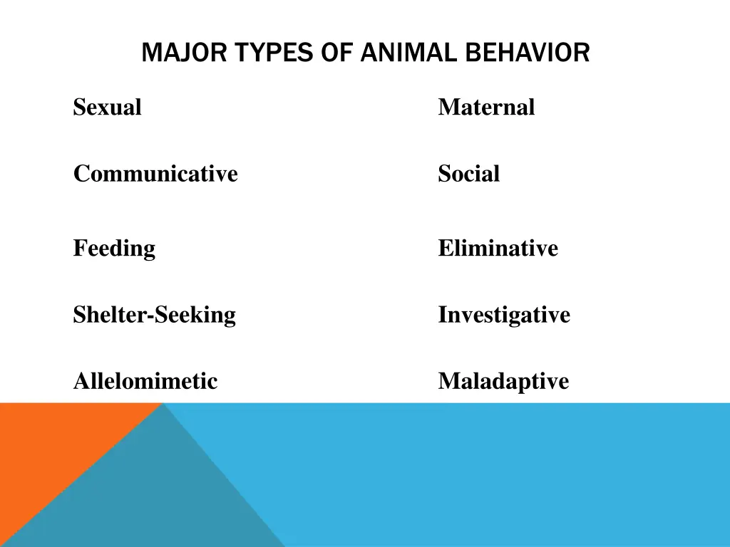 major types of animal behavior