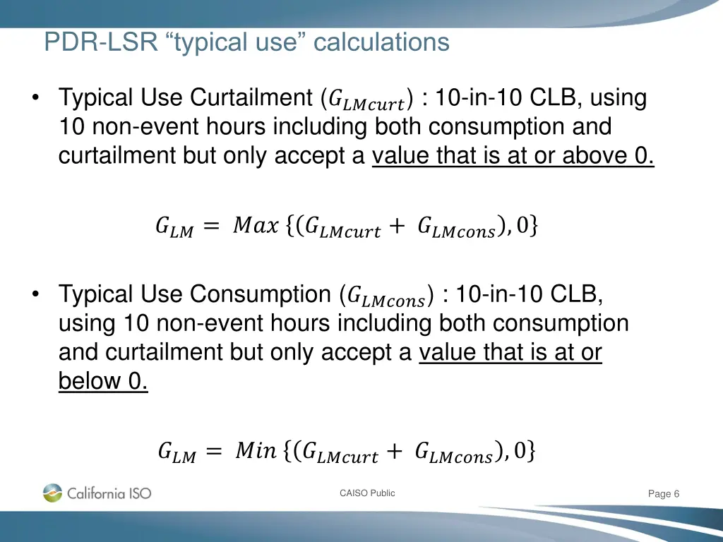 pdr lsr typical use calculations