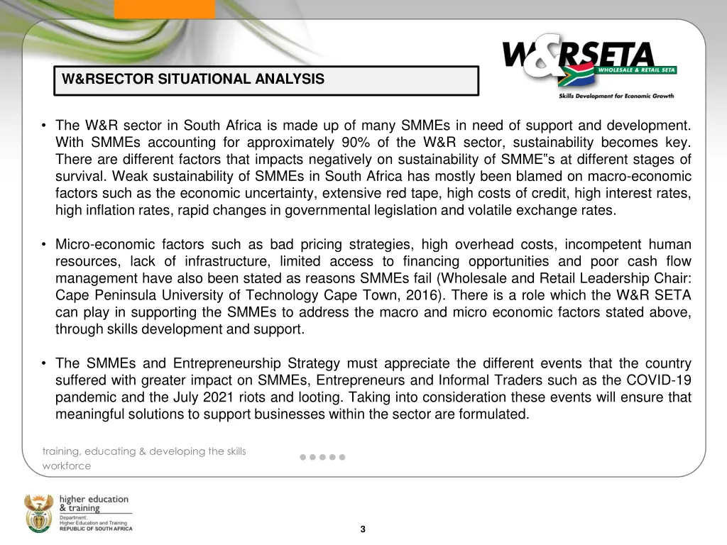 w rsector situational analysis