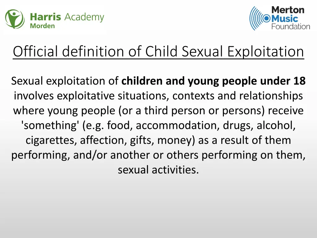 official definition of child sexual exploitation