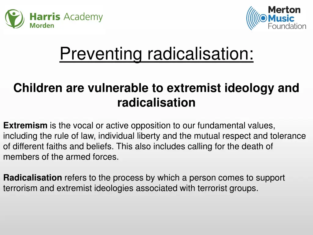 preventing radicalisation