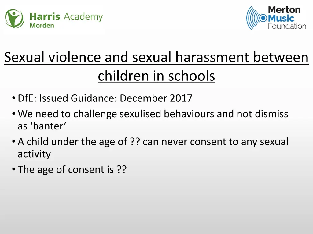 sexual violence and sexual harassment between