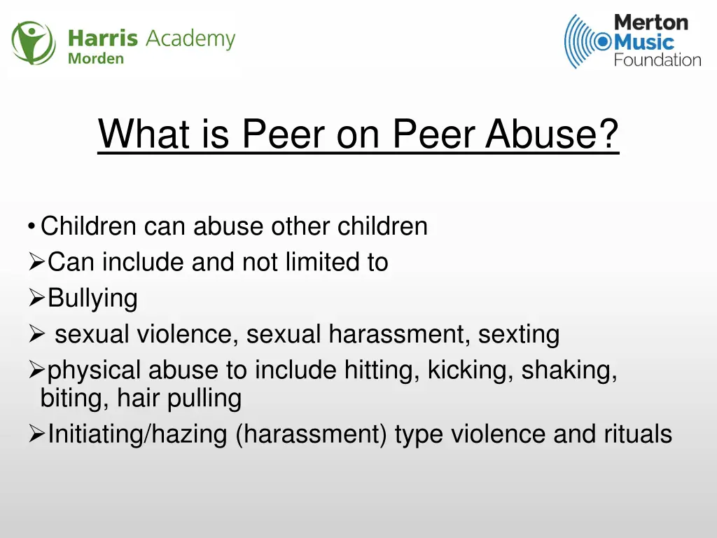 what is peer on peer abuse