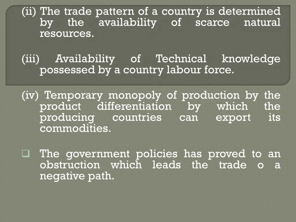 ii the trade pattern of a country is determined