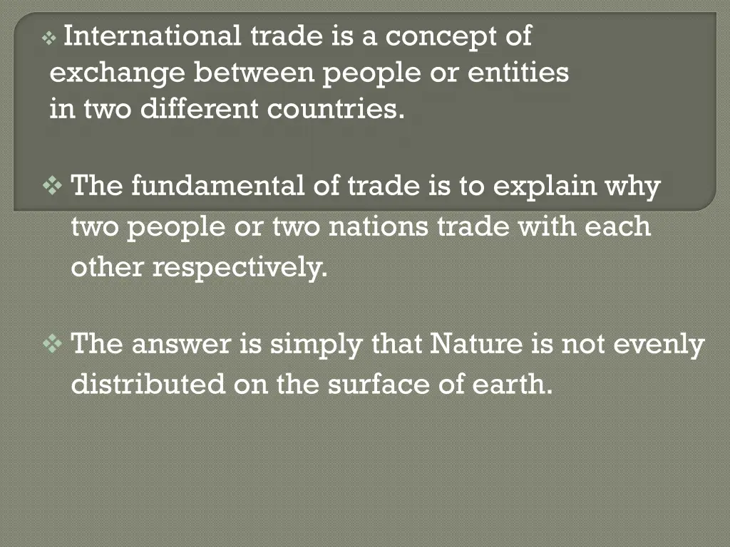 international trade is a concept of exchange