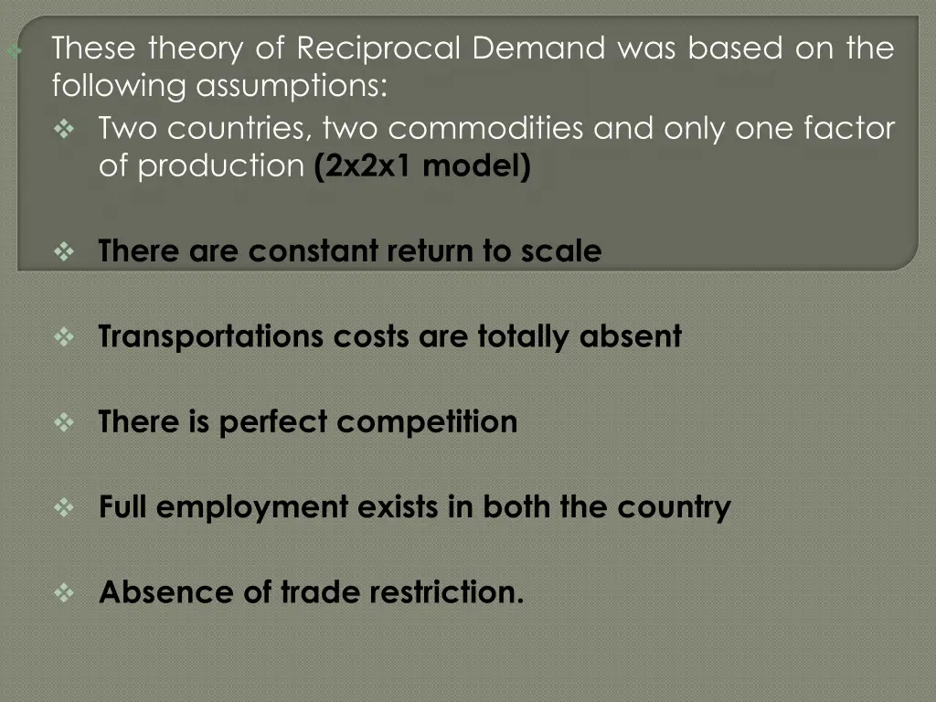 these theory of reciprocal demand was based