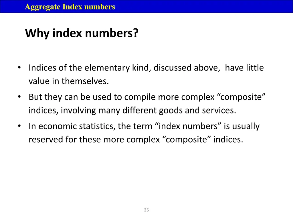 aggregate index numbers