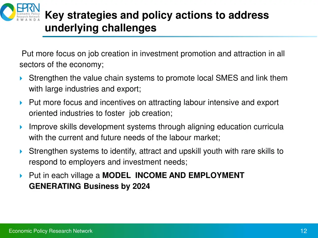 key strategies and policy actions to address