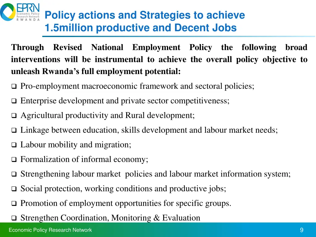 policy actions and strategies to achieve