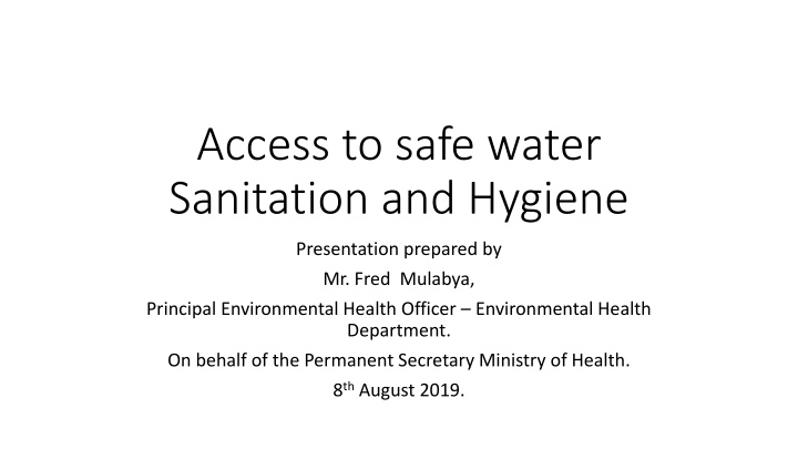 access to safe water sanitation and hygiene