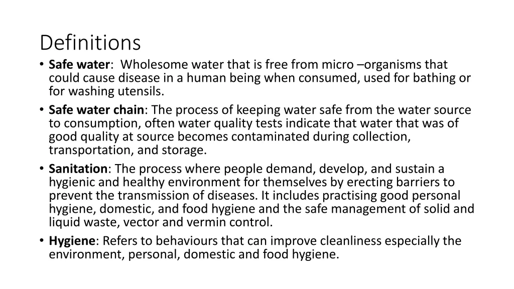 definitions safe water wholesome water that