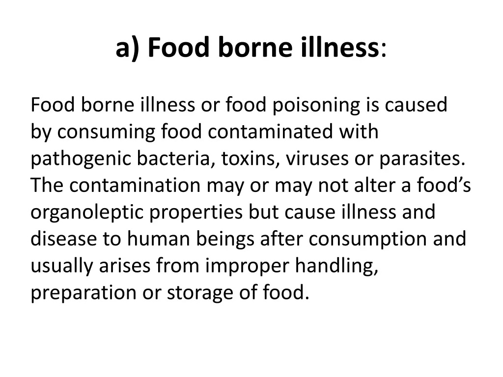 a food borne illness