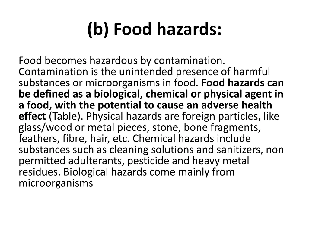 b food hazards