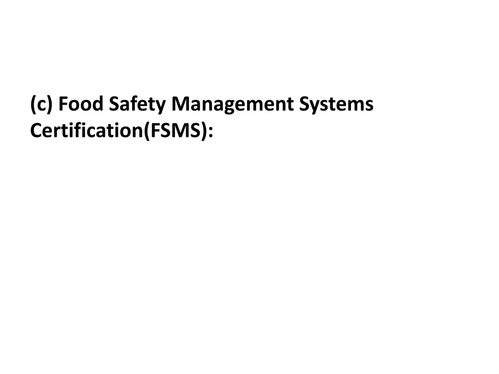 c food safety management systems certification