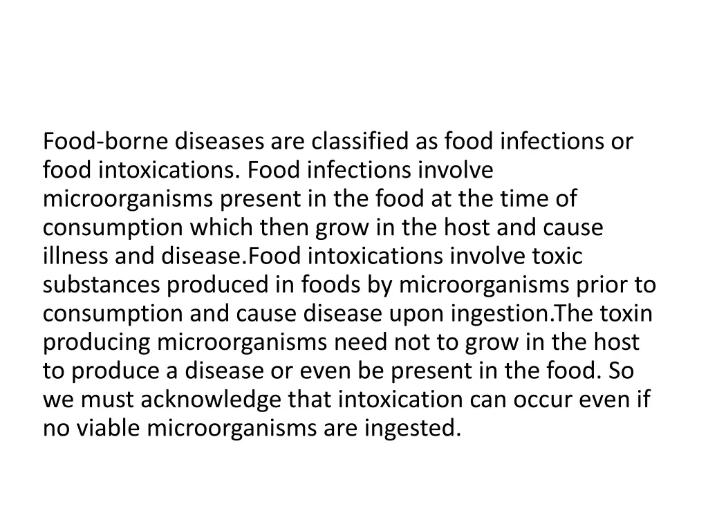 food borne diseases are classified as food