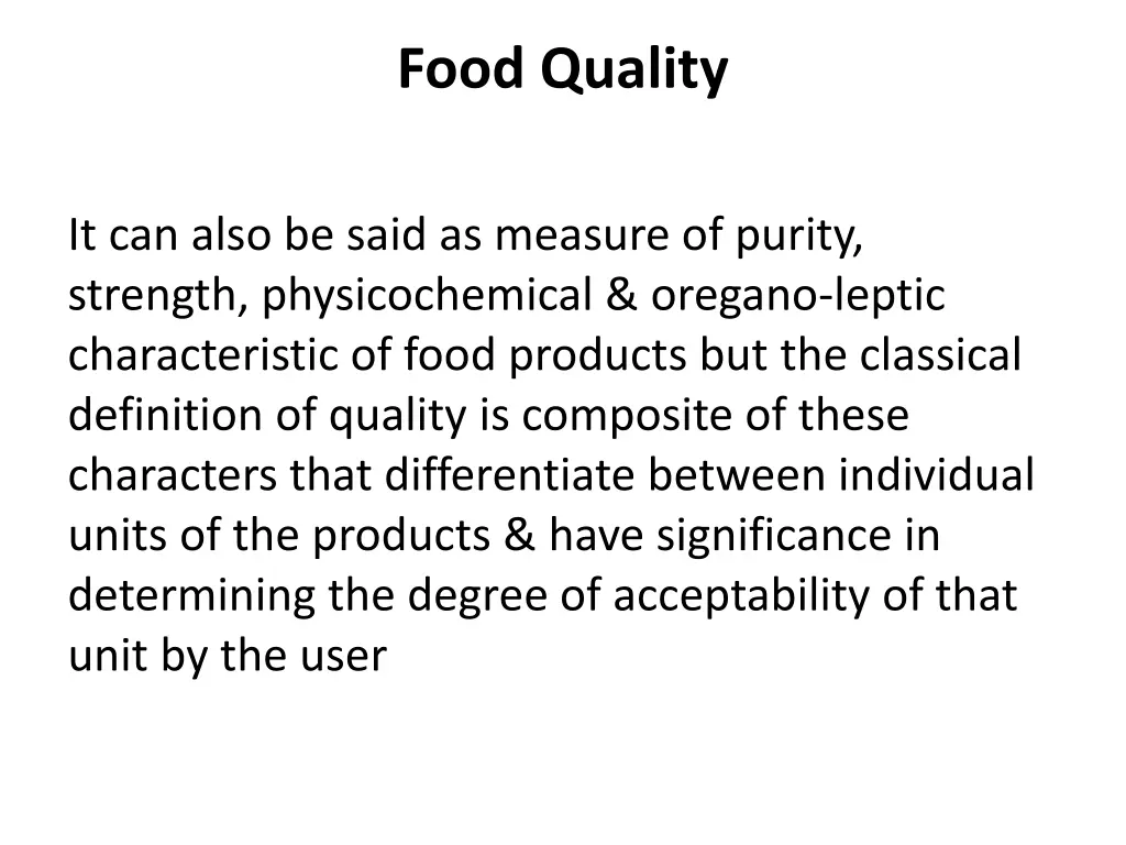 food quality