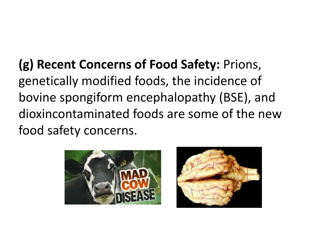 g recent concerns of food safety prions