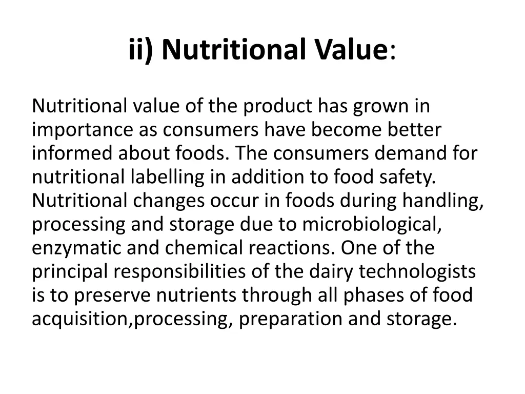 ii nutritional value