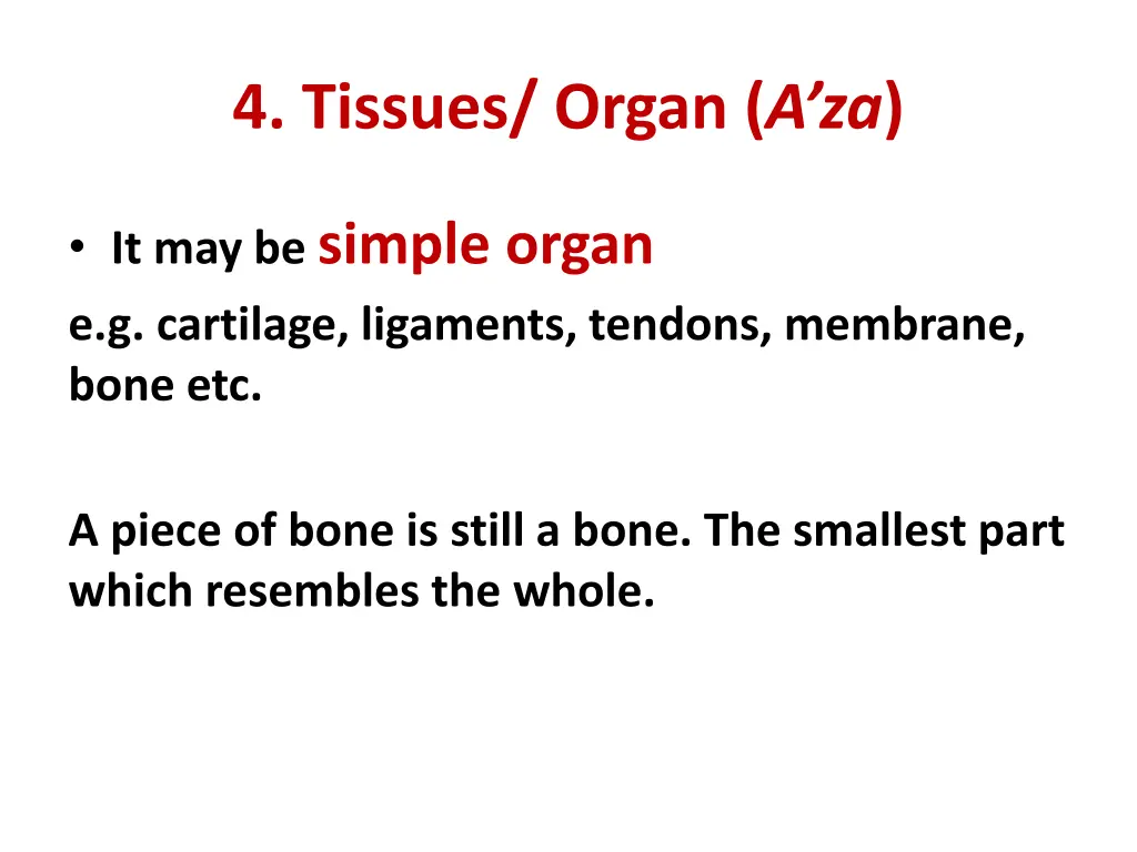 4 tissues organ a za