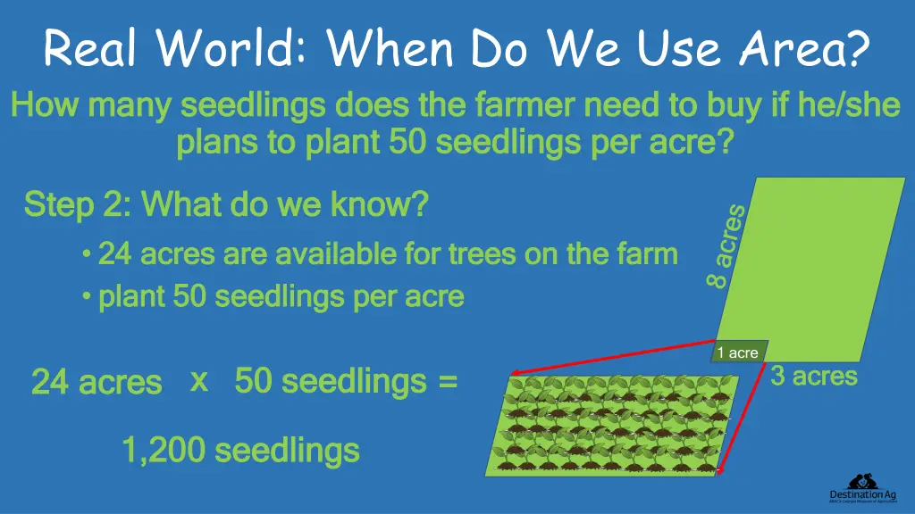 real world when do we use area how many seedlings