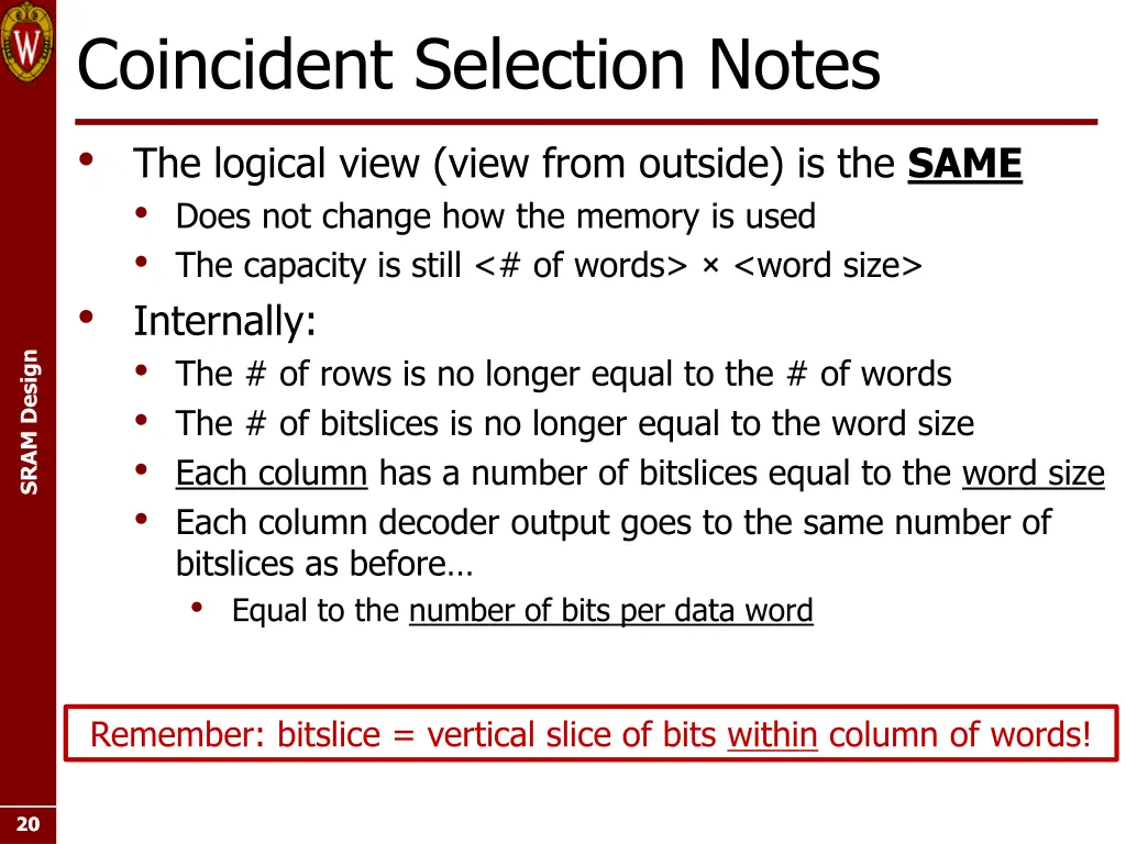 coincident selection notes