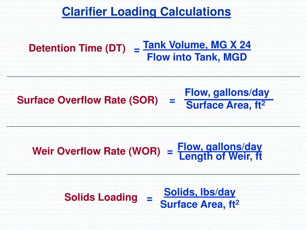 clarifier loading calculations