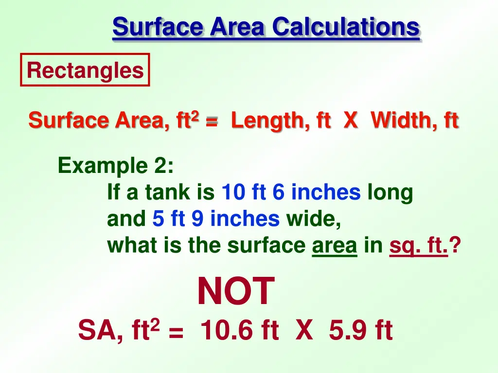 surface area calculations 1