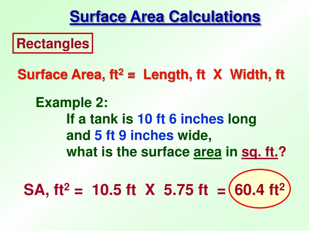 surface area calculations 2