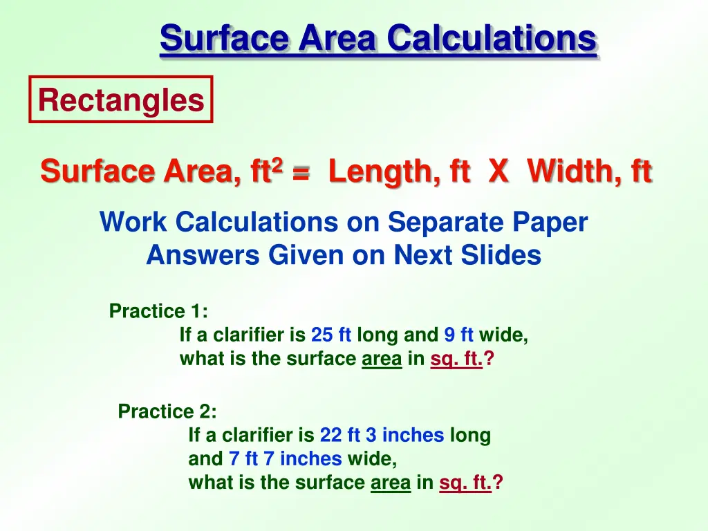 surface area calculations 3