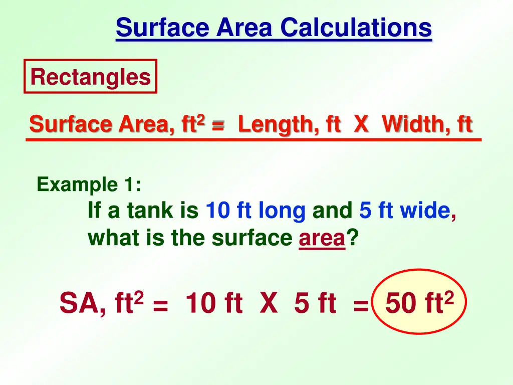 surface area calculations