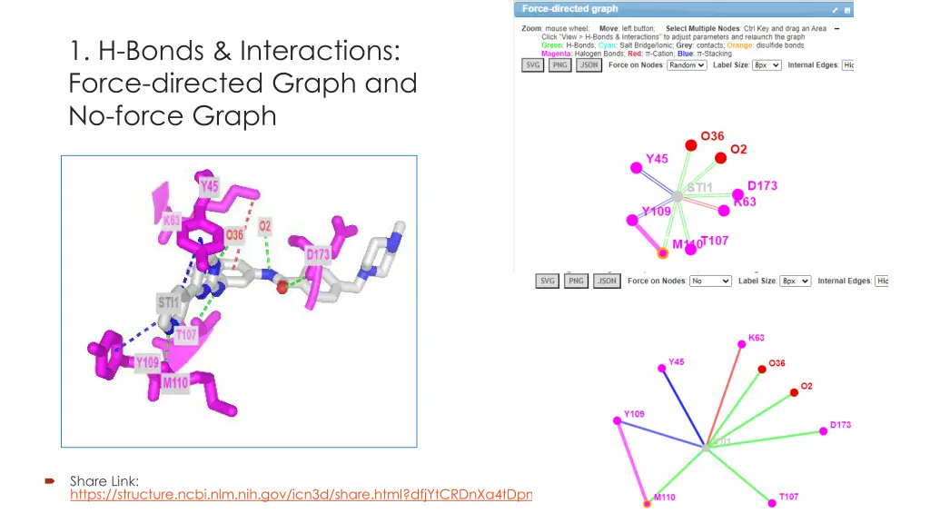 1 h bonds interactions force directed graph