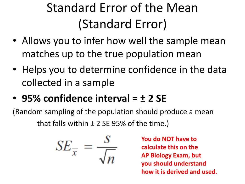 standard error of the mean standard error allows