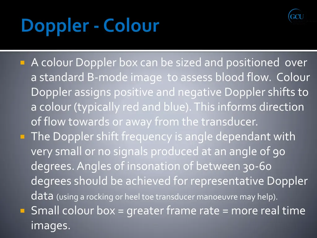 a colour doppler box can be sized and positioned