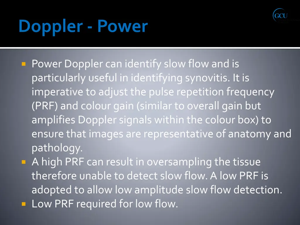 power doppler can identify slow flow