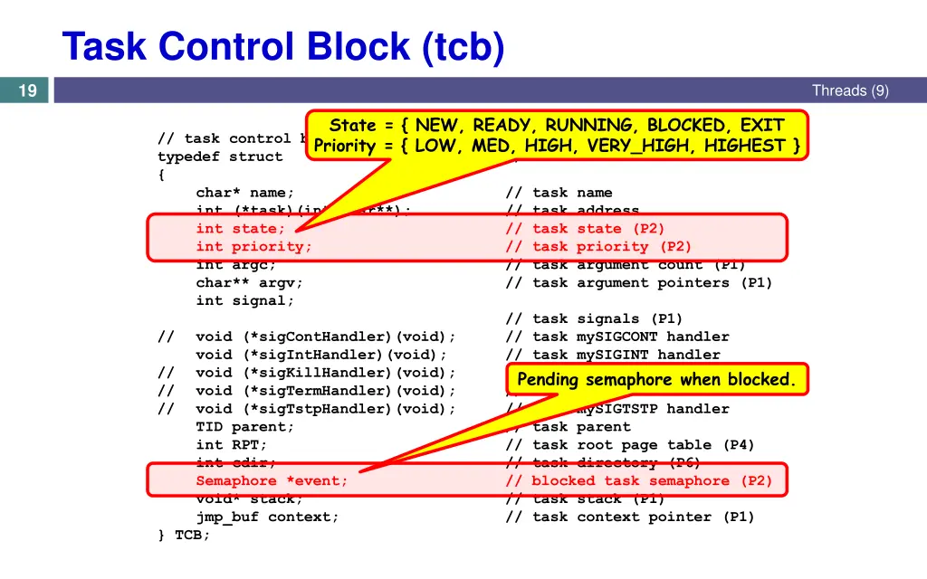 task control block tcb