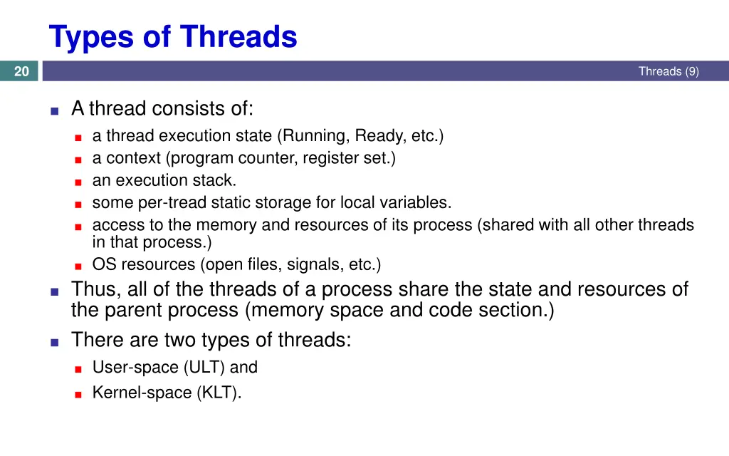 types of threads