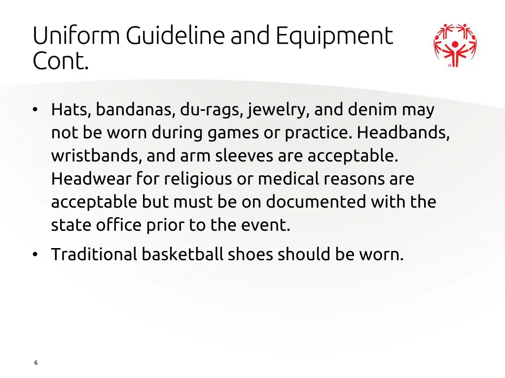 uniform guideline and equipment cont