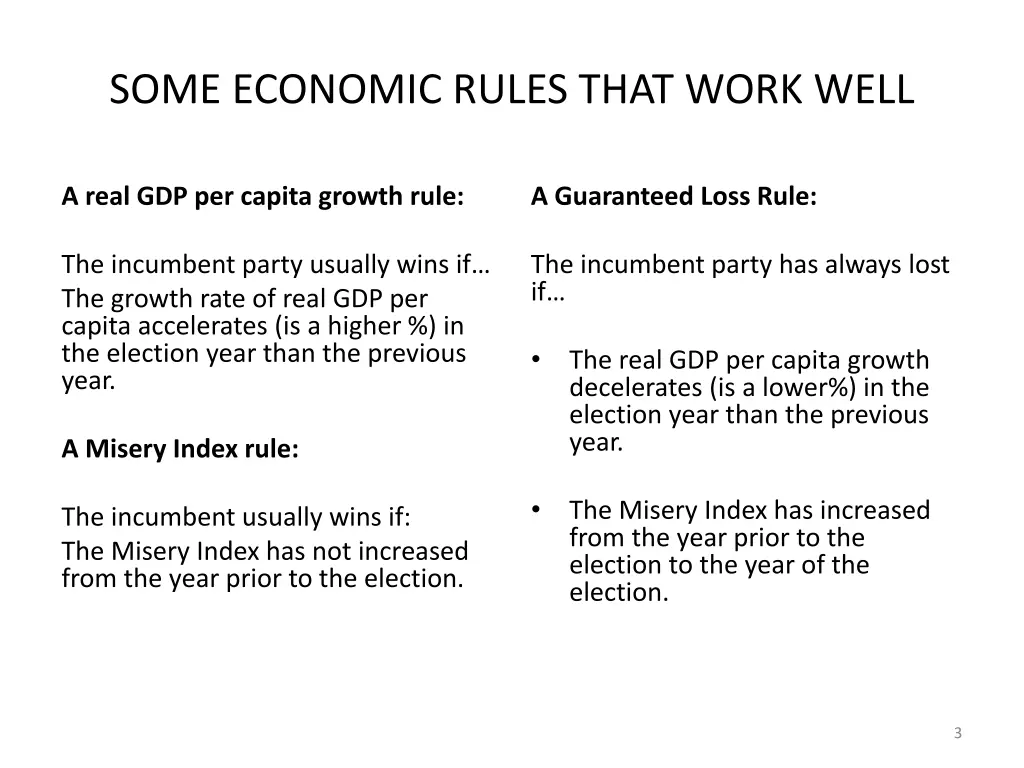 some economic rules that work well