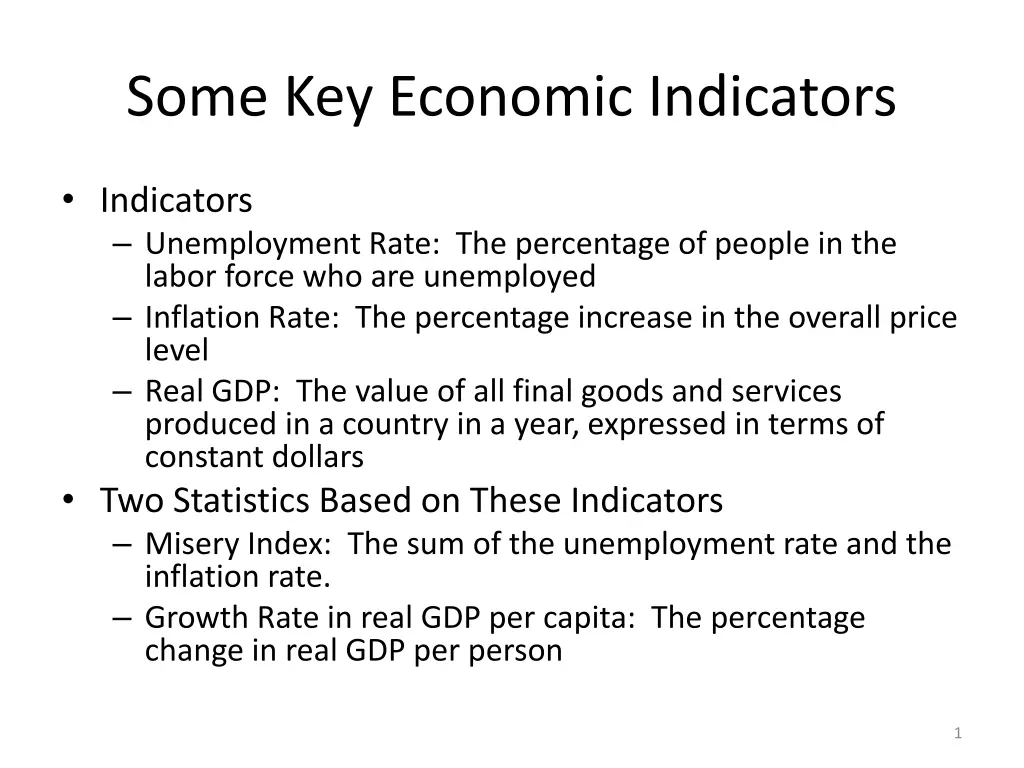 some key economic indicators