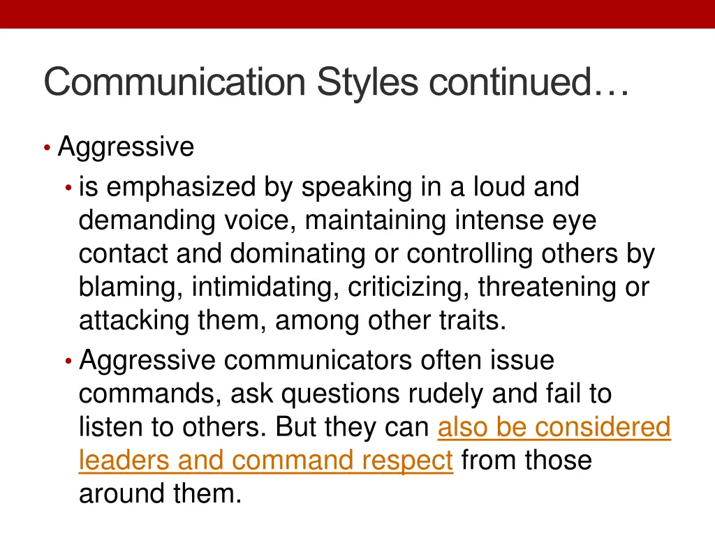 communication styles continued