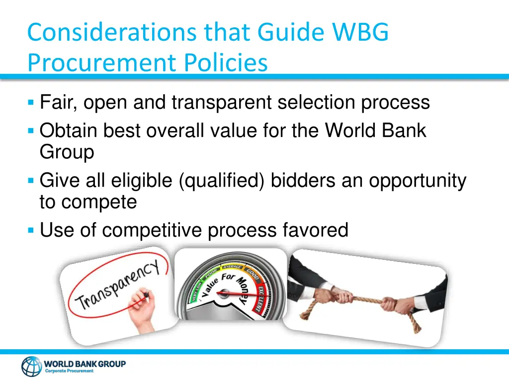 considerations that guide wbg procurement policies