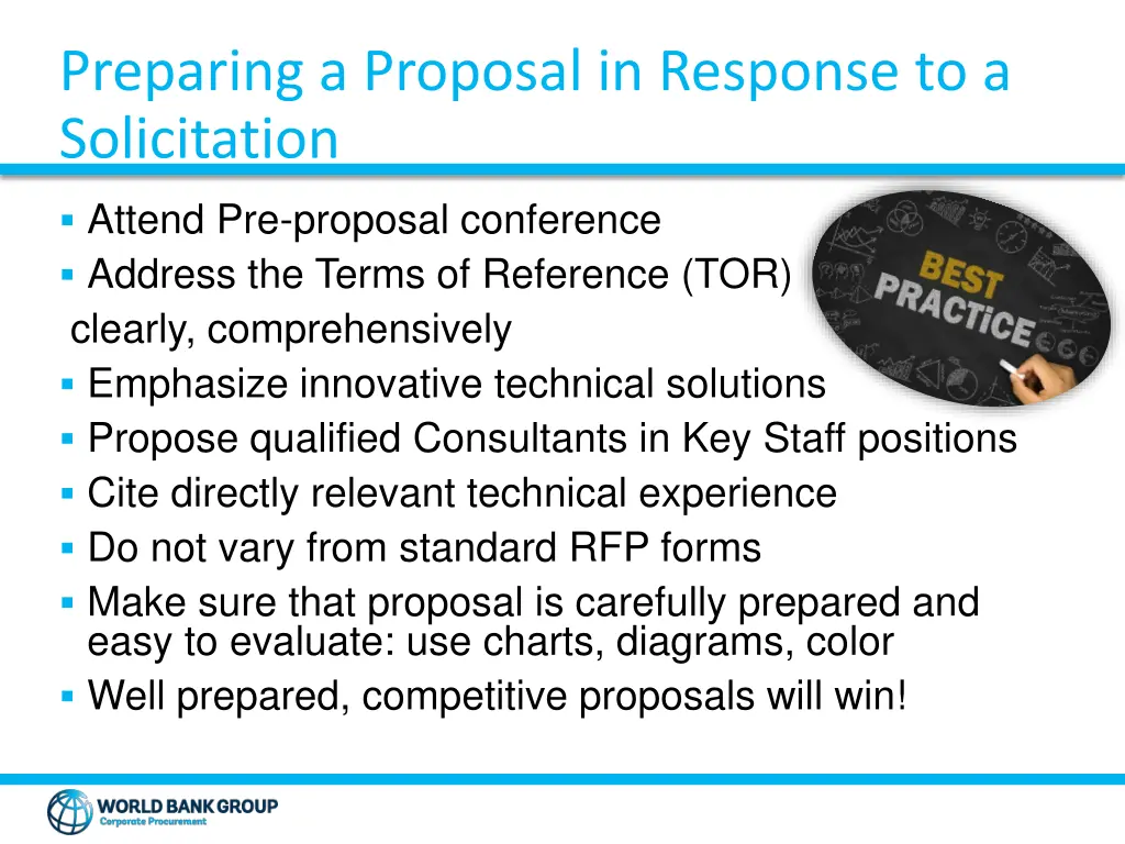 preparing a proposal in response to a solicitation